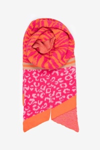 Animal Print Scarf - Orange & Pink